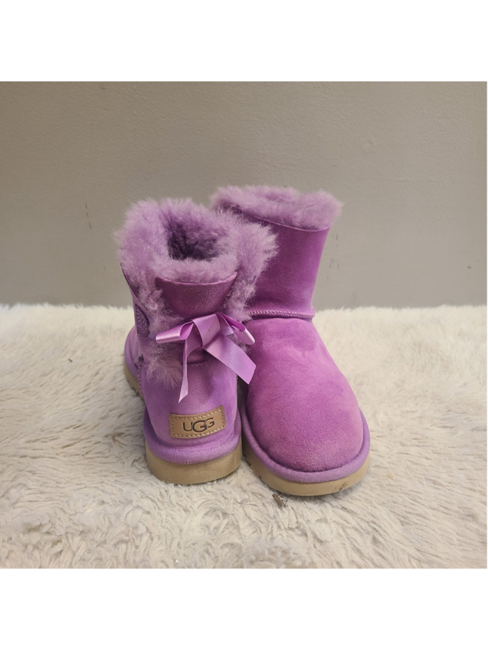 UGG MINI BAILEY BOW II WOMEN ANKLE BOOTS SUEDE MGNL US U /UK 4 /EU 37 Purple